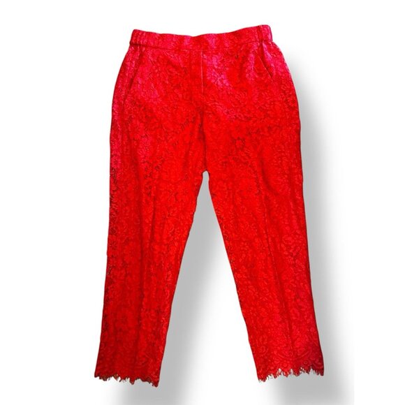 Classic Staple Red Lace Cropped Pants Scalloped Hem & Pockets, Women’s Size 6 - Picture 13 of 13